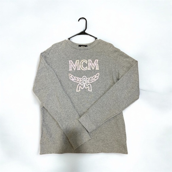 MCM Metallic Logo Gray Crewneck Sweater - Picture 2 of 5